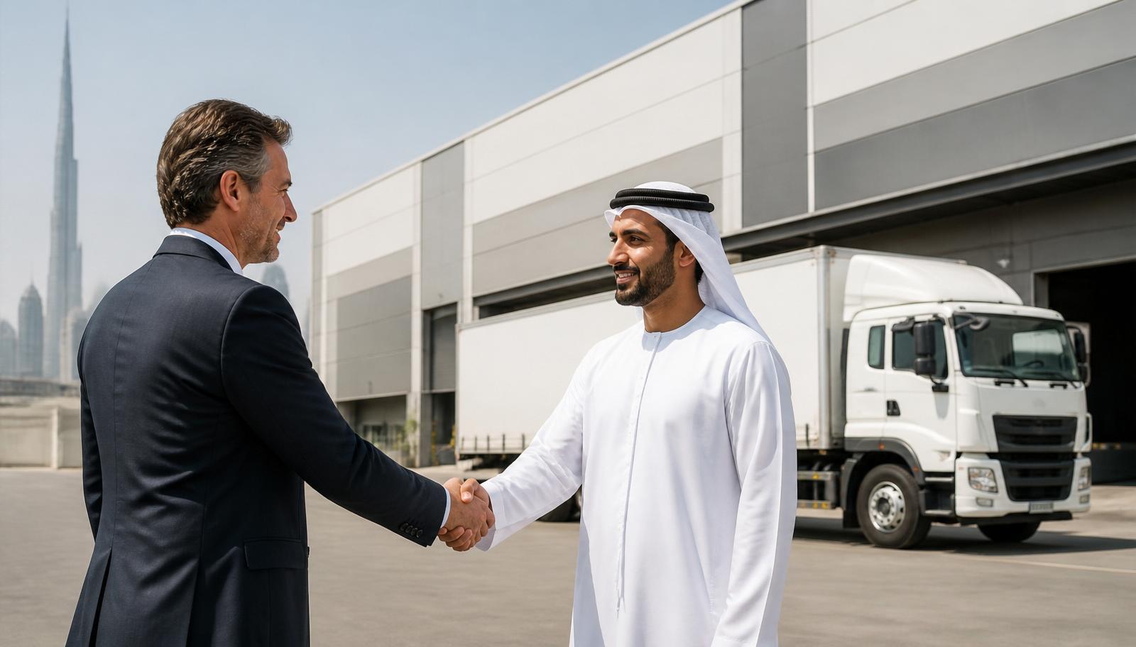 JAR Cargo commercial delivery vehicle operating on a UAE logistics route